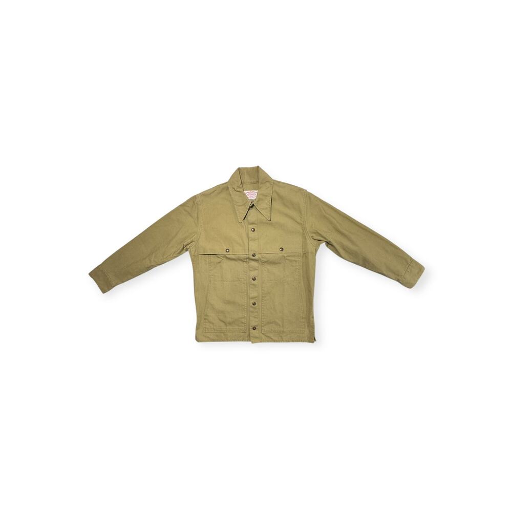 🔴 Filson Dry Tin Cloth Cape Coat 95 Tan USA Vintage SM 38